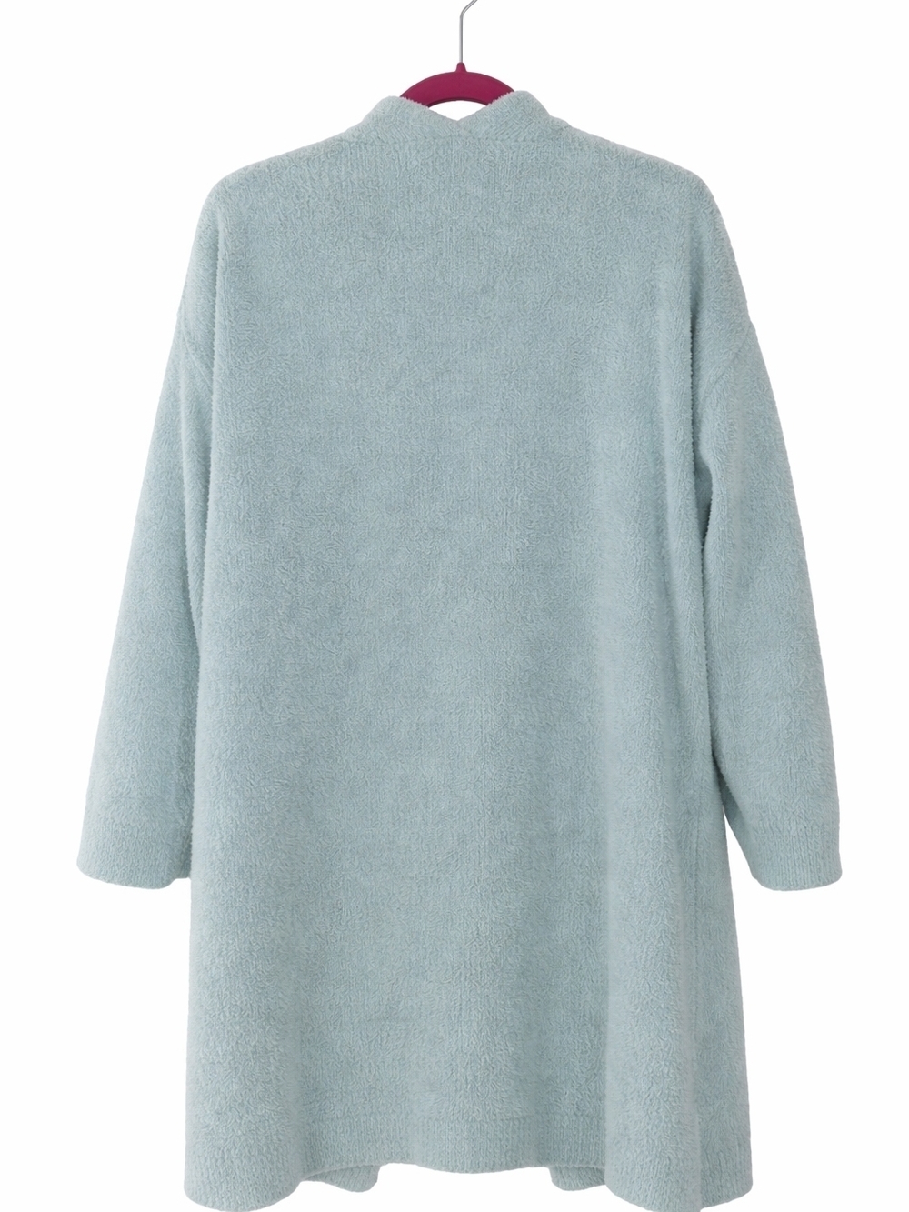 Soft Warm And Fuzzy Open-Front Light Blue Women's Sweater Cardigan - Picture 2 of 2